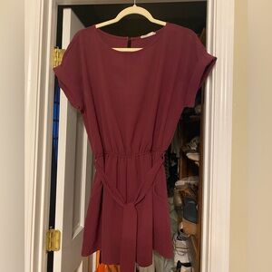 Elegant Burgundy Short Sleeve romper